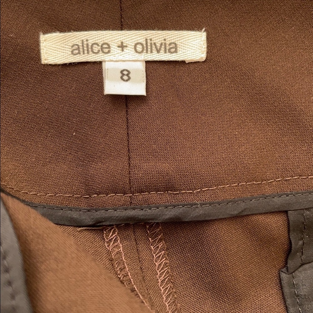 Alice+ Olivia Leather-Trimmed Wool-Blend Bootcut Pants - Picture 4 of 8